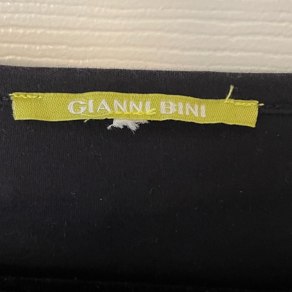 Gianni Bini Navy Blue 100% Cotton Round Neck Short Sleeve Casual Blouse Size L - Picture 4 of 6